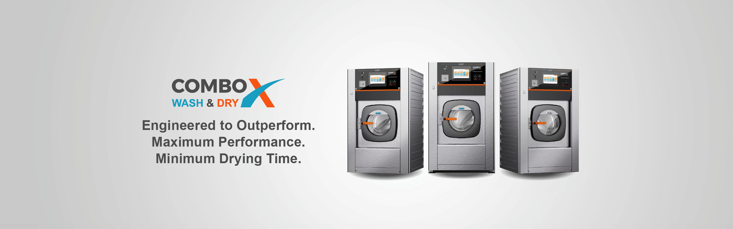 Oasis combo wash and dry laundry machines banner.
