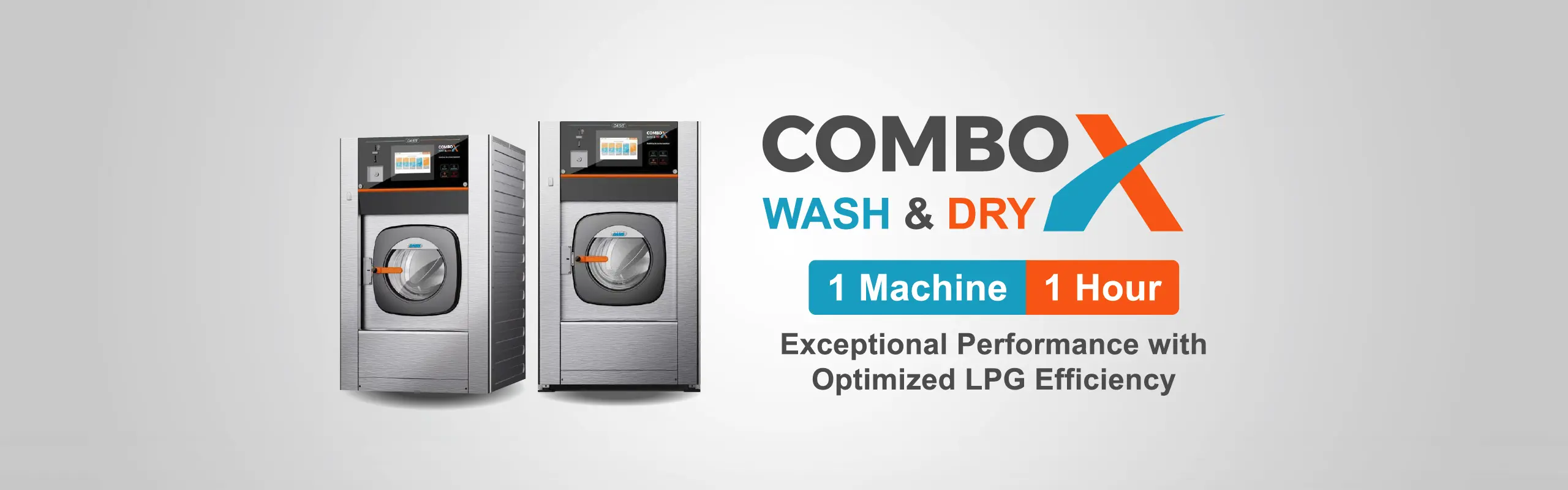 Oasis combo wash and dry laundry machines banner.